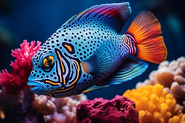 The underwater beauty fish swimming in a colorful reef generated