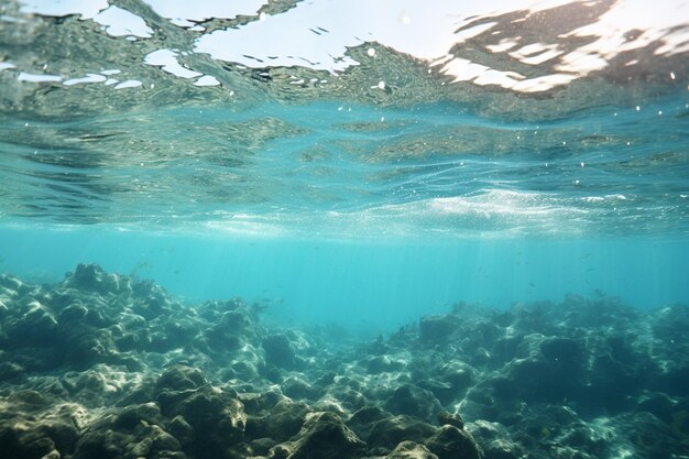 水中の青い海の透明な背景