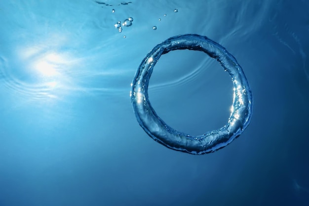 Underwater Bubble Ring Ascends towards the Sun