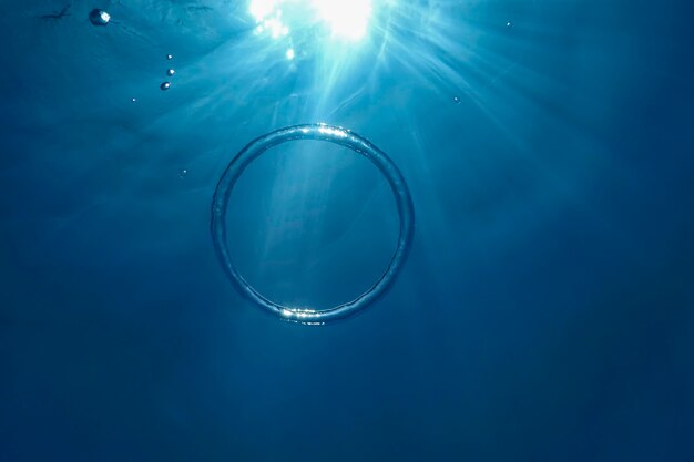 Underwater Bubble Ring Ascends towards the Sun