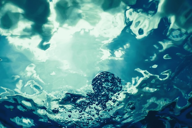 Underwater bubbles with sunlight. Underwater background bubbles.