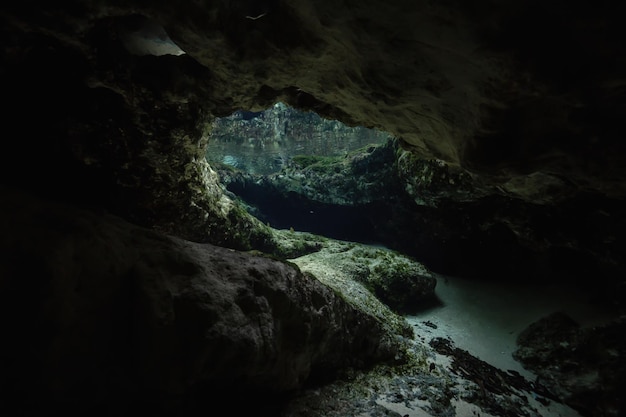 Underwater cave formation American Nature Background