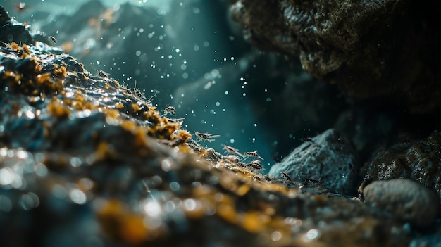 Photo underwater cave macro bugs and insects world generative ai