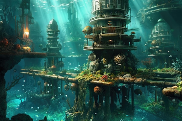 Underwater city with advanced waste management system created with generative ai