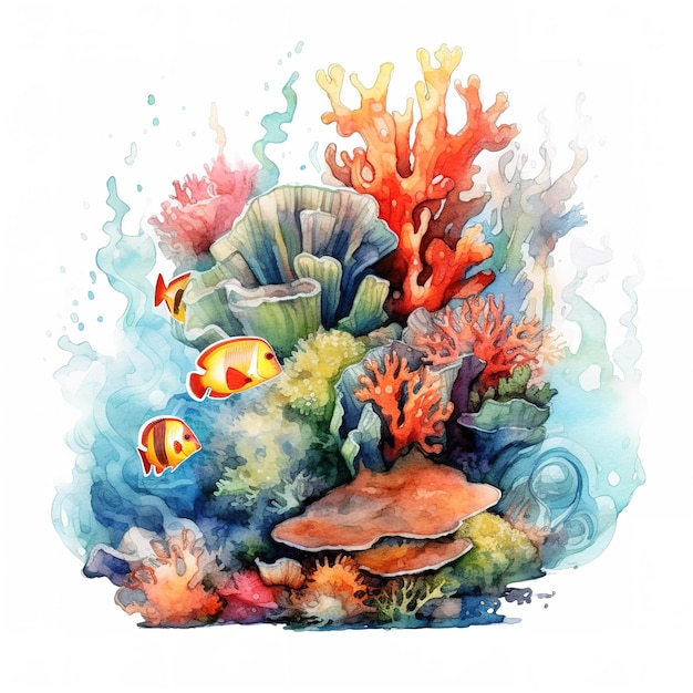 Underwater clipart watercolor painting