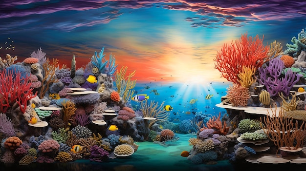 水中のサンゴ礁の背景
