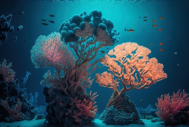 Underwater coral reef sea coral lagoon and ocean ecology