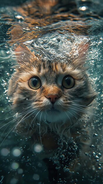 Photo underwater distortion of a cat swimmingseed 777 ar 91