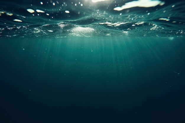 Effetto sottomarino foto sovrapposizioni profondità dell'oceano tessitura del mare filtro dell'acqua blu ia generativa