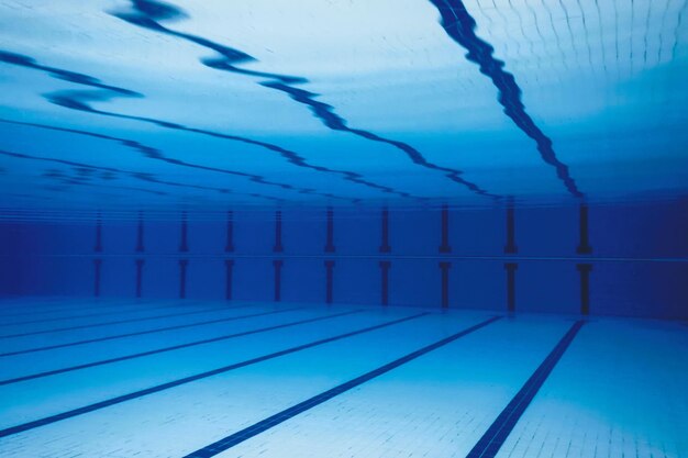 Underwater empty swimming pool