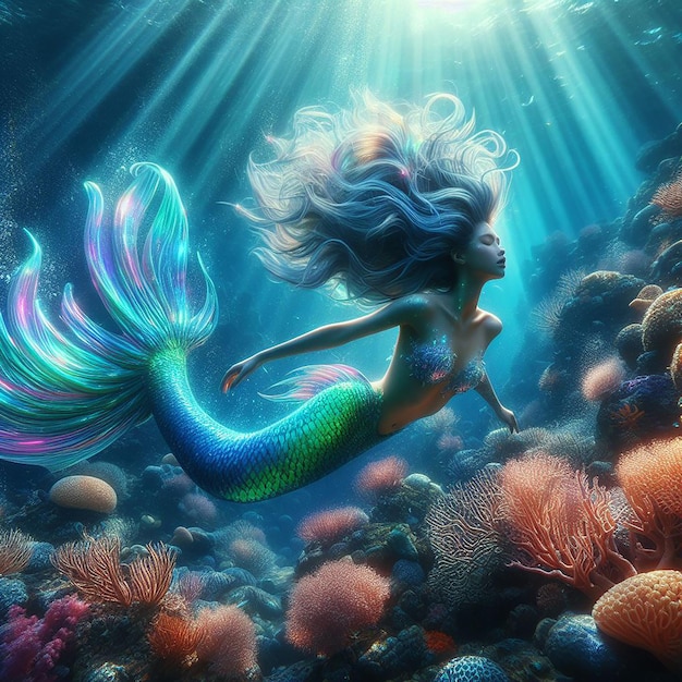 Underwater fantasy a mystical mermaid generative ai