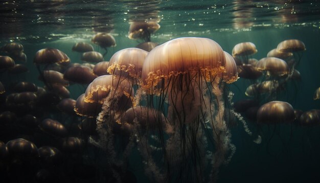 Premium AI Image | Underwater fish swimming in a beautiful blue sea