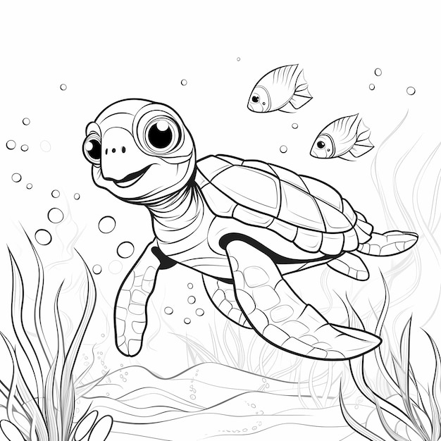 Фото Подводные друзья милые черепахи книга для раскраски для детей