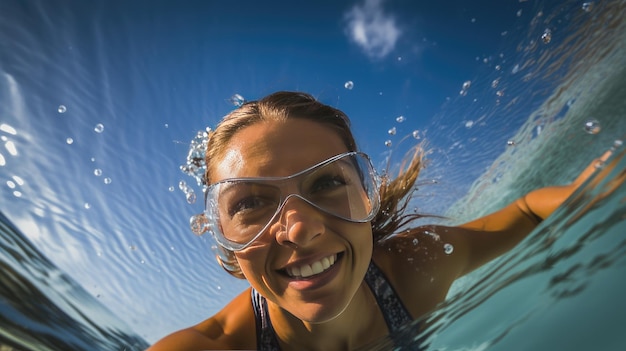 Underwater front crawl female swimmer