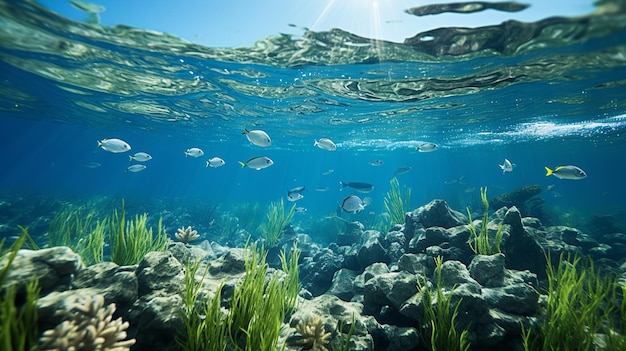 underwater grass HD 8K wallpaper Stock Photographic Image