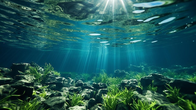 underwater grass HD 8K wallpaper Stock Photographic Image