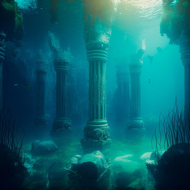 Подводный затерянный город Атлантида и его руины