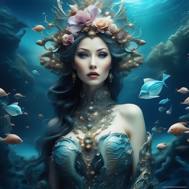 Underwater Mermaid Fantasy Illustration