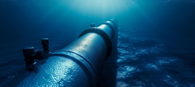 Underwater metal conduit for subsea oil and gas pipeline transport in blue ocean