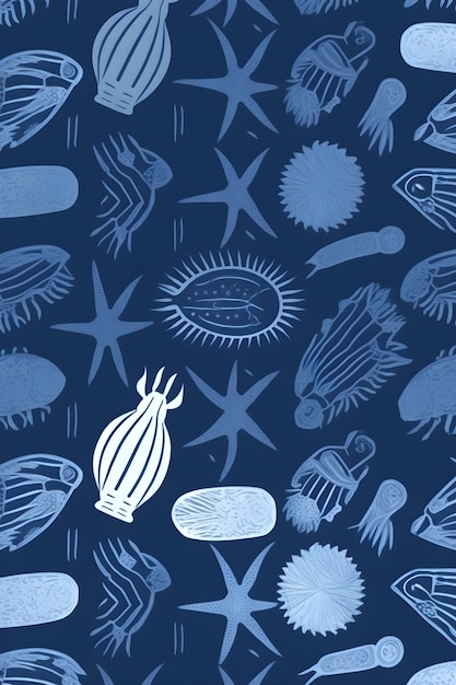 underwater ocean life seamless pattern