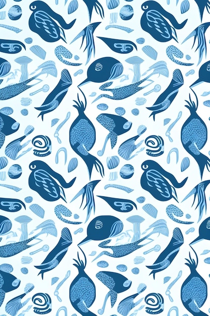 Photo underwater ocean life seamless pattern