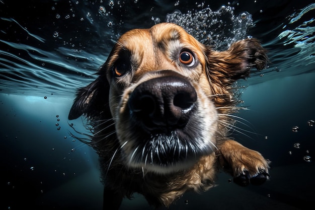 Underwater photo of dog Generate Ai