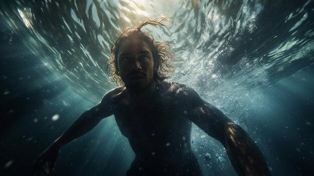 写真 海中のサーファーの水中写真