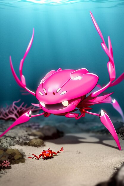Подводный розовый краб морская жизнь обои фоновая иллюстрация