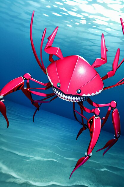 Underwater pink crab marine life wallpaper background illustration