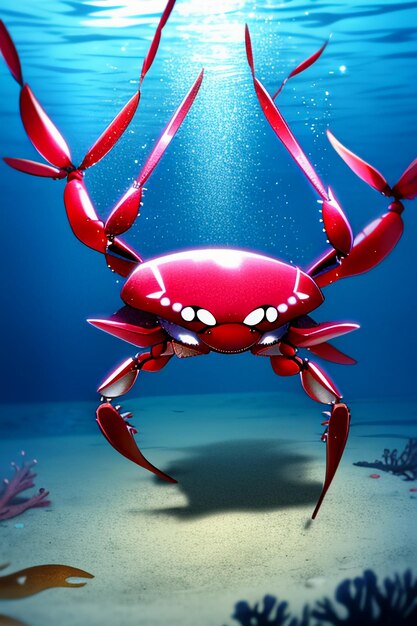 Photo underwater pink crab marine life wallpaper background illustration