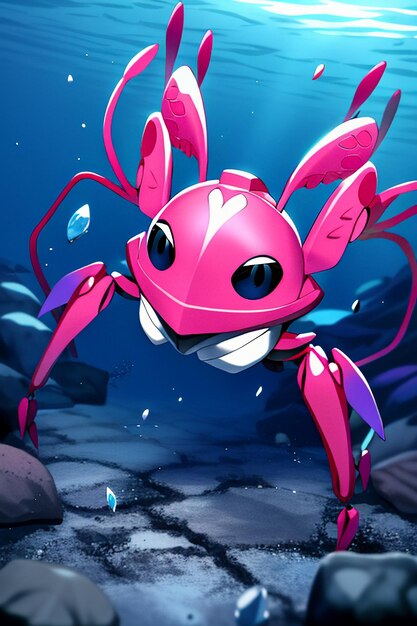 Photo underwater pink crab marine life wallpaper background illustration