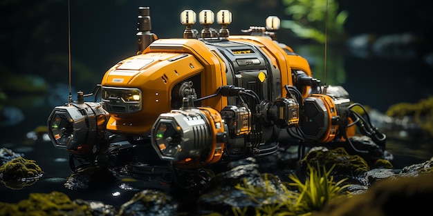 写真 マニプレーターとロボットアームを備えた水中rov