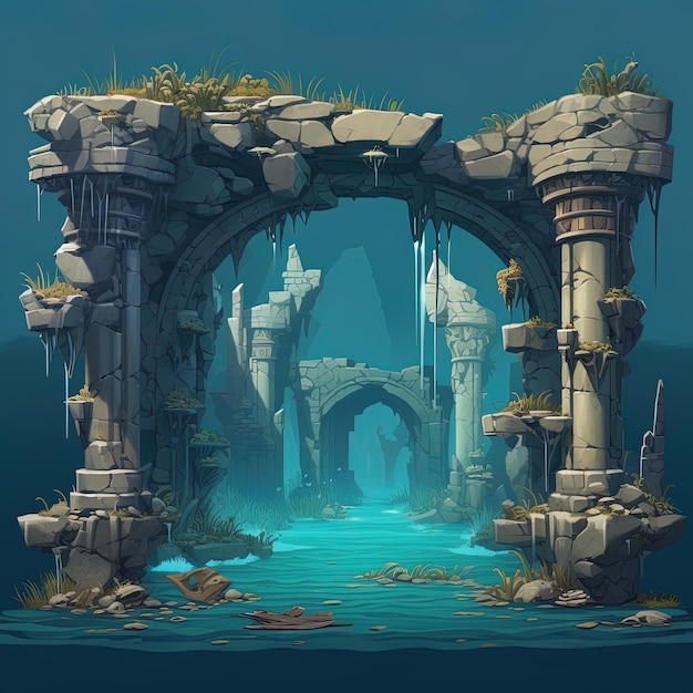 Photo underwater ruins