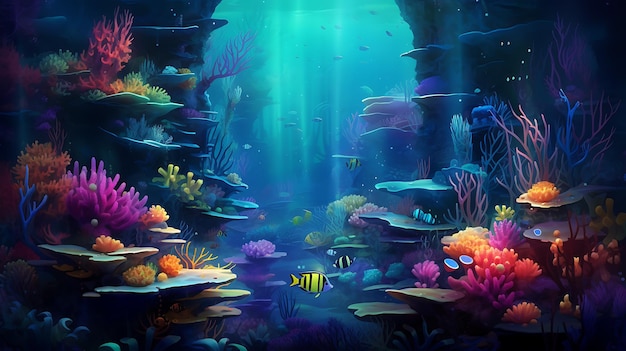 Underwater scene coral reefs and fish