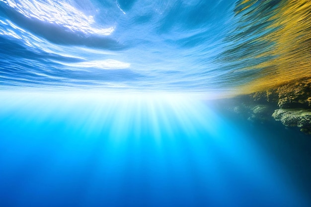 海底の景色 海底のサンゴ礁 海底の世界 水底の背景 水線と水底の背景 テキストの空白