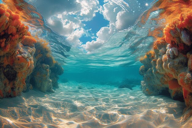 a underwater scene of a underwater scene with the ocean and the ocean