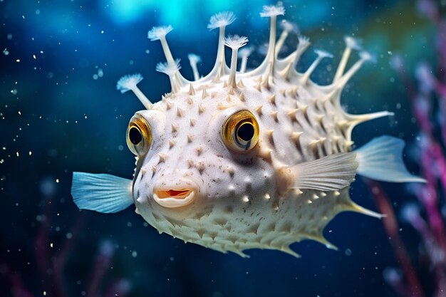 Photo underwater scene with cowfish