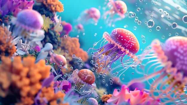 Underwater scene with jellyfish