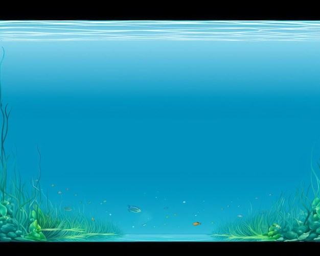 An underwater scene with plants and fish