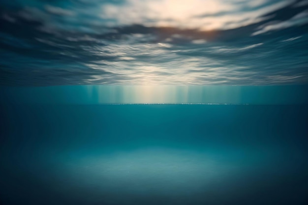 Photo underwater scene with sun ray in the ocean ai generated