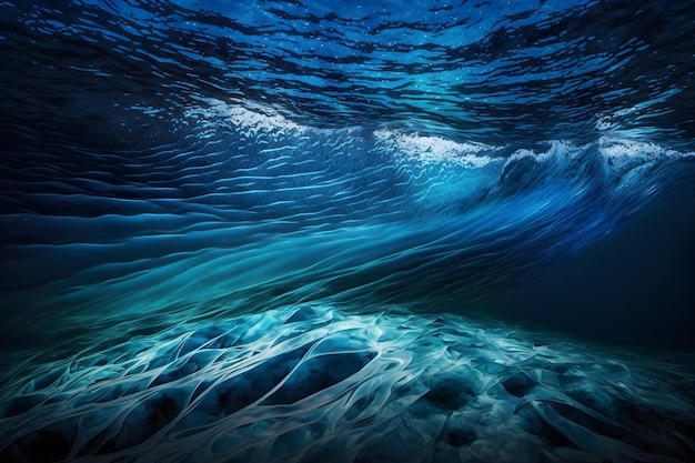 An underwater scene with the word ocean on the bottom