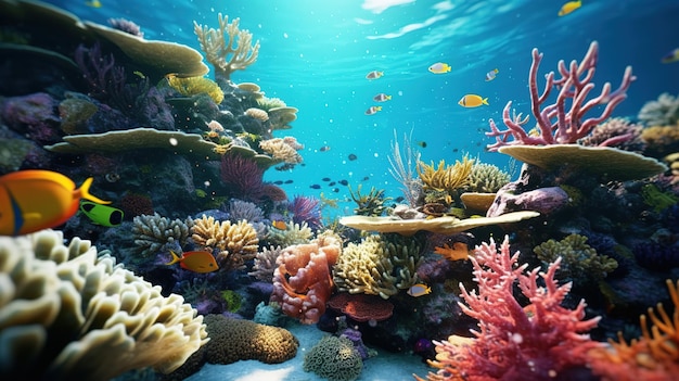 Underwater Scenery with Fish 3D Wallpaper