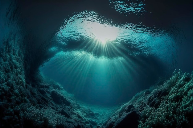 Underwater sea, deep water