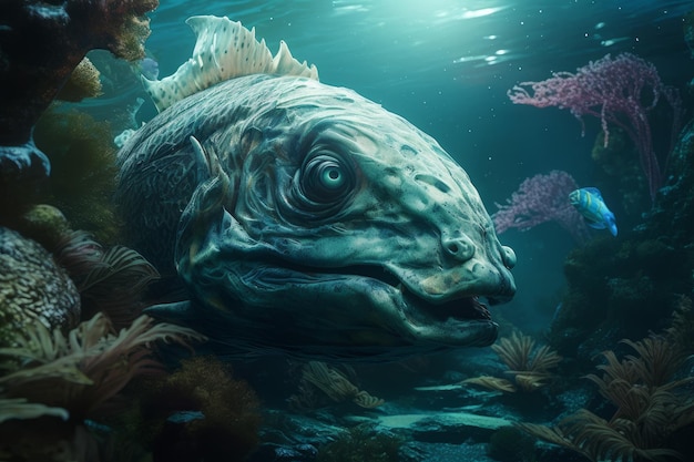 Underwater sea monster fish Generate Ai