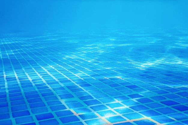 Underwater Swimming Pool Blue Tile, Water Ripples of Swimming Pool