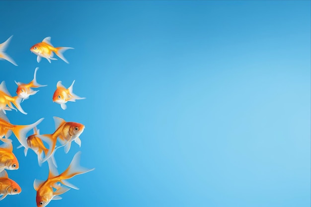 Photo underwater symphony captivating aquarium gold fish collage against a serene blue background