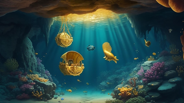 Underwater treasure cave