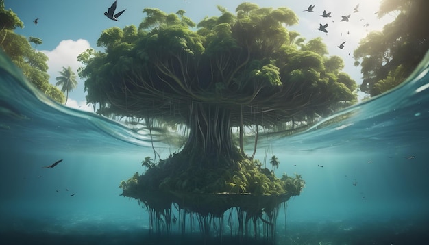 Foto la bellezza naturale degli alberi sottomarini