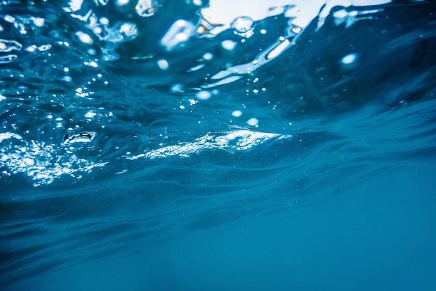 Underwater view of the sea surface.