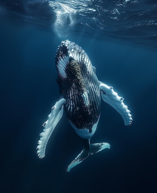 Foto vista sottomarina della balena